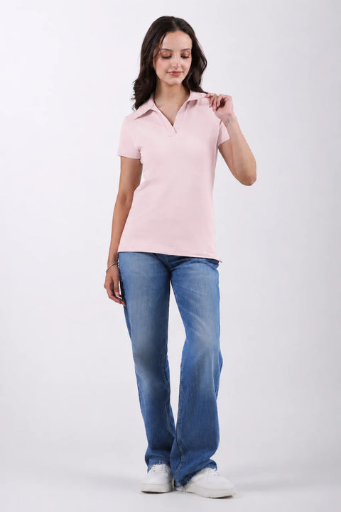 Classic Cotton Polo T-Shirt – Cool Pink