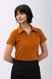 Classic Cotton Polo T-Shirt – Rust