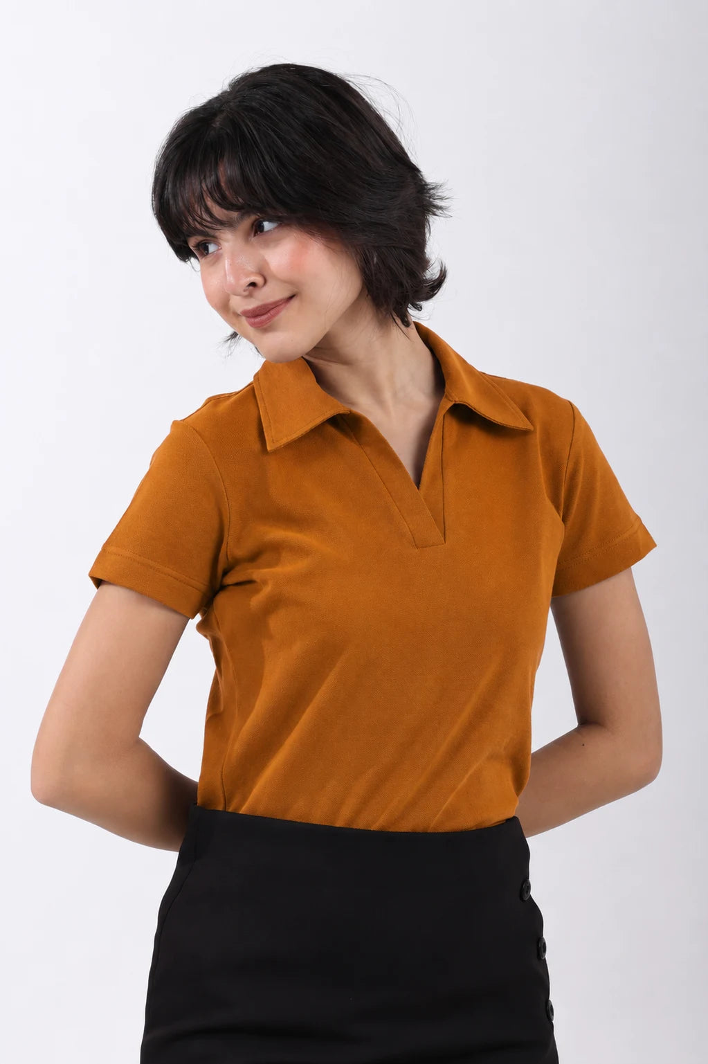 Classic Cotton Polo T-Shirt – Rust
