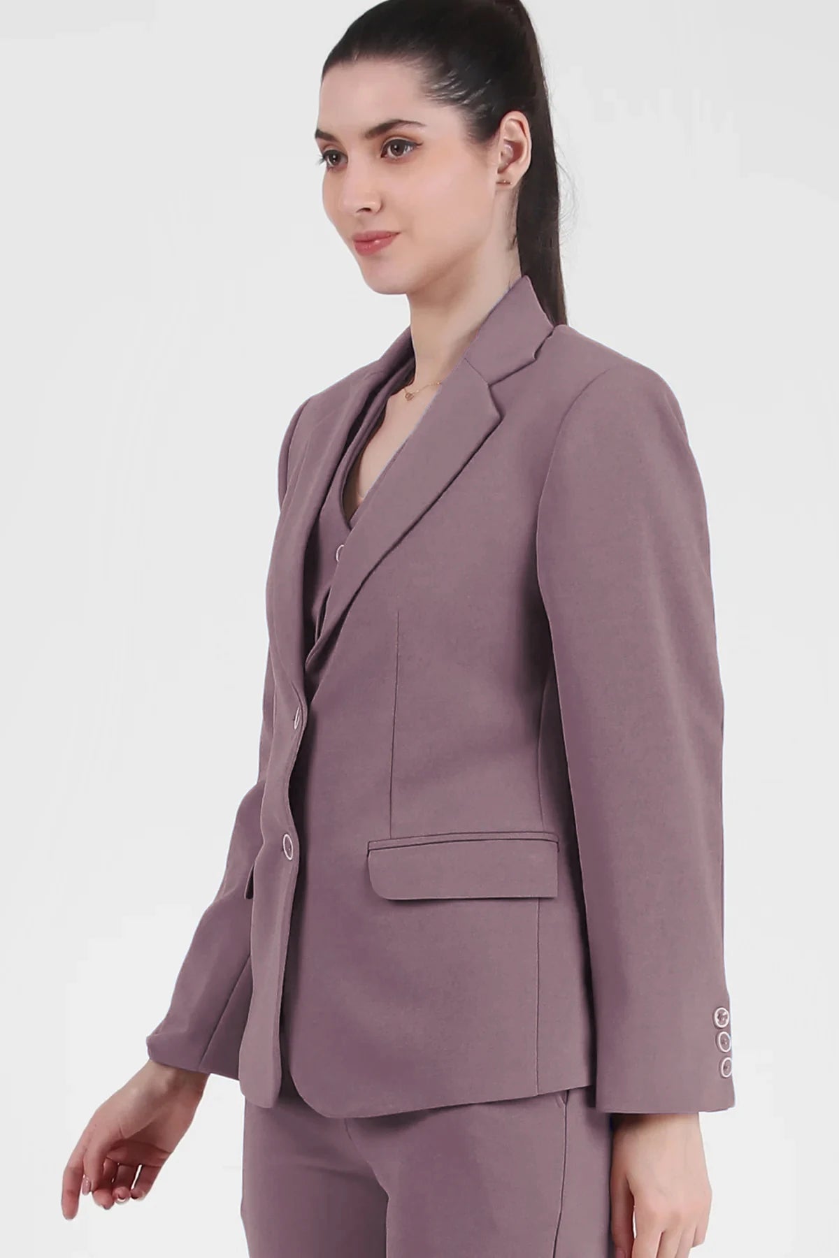 Stretch Crepe Single Breasted Blazer, Dusty Pink