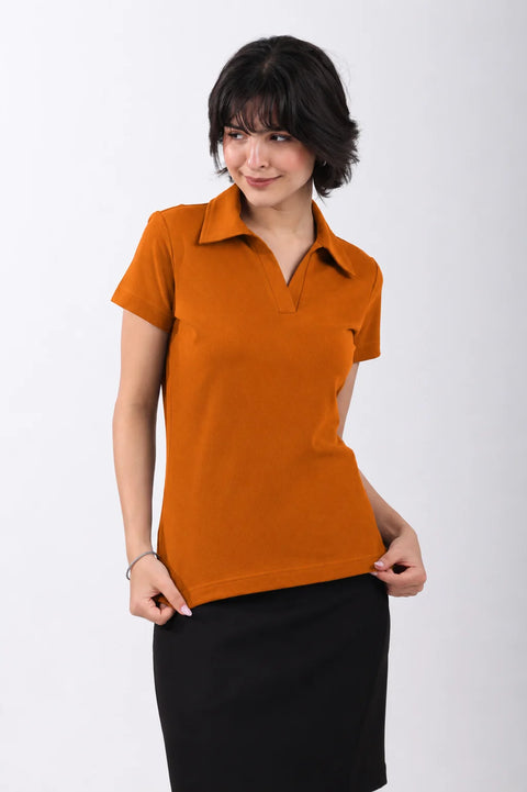 Classic Cotton Polo T-Shirt – Rust